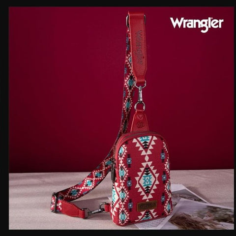 Wrangler Aztec Print Crossbody Sling Chest Bag